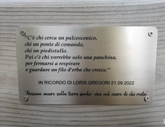 Targa-memoria-Loris Targa in memoria di Loris Gregori